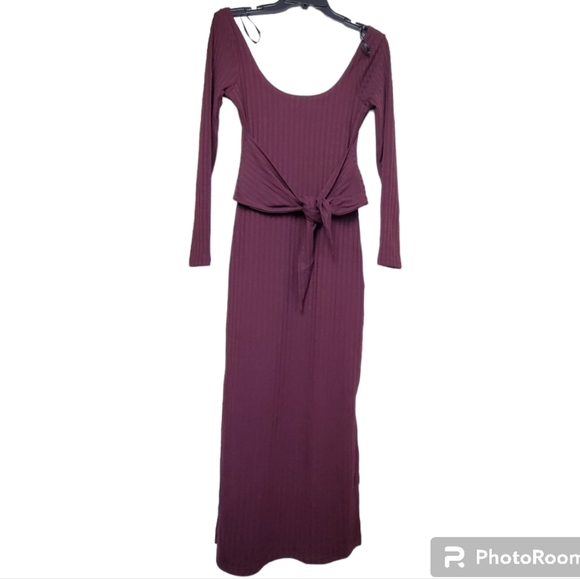 MINKPINK revolve nora waist tie midi dress wine red marie small - Picture 2 of 7